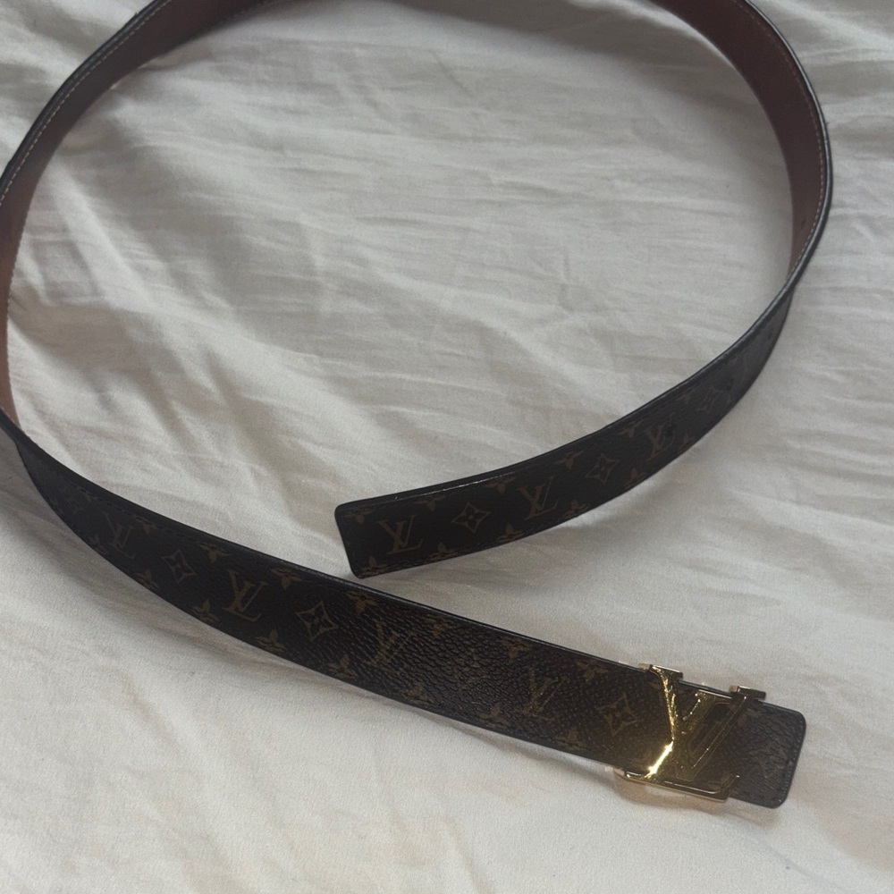 Authentic Women’s Louis Vuitton Monogram Brown and Gold Belt